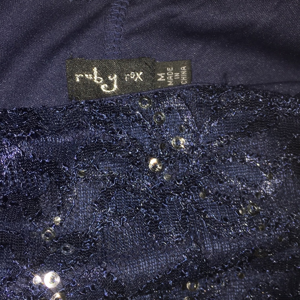Ruby Rox Blue Lace Sequin Dress - Picture 6 of 6